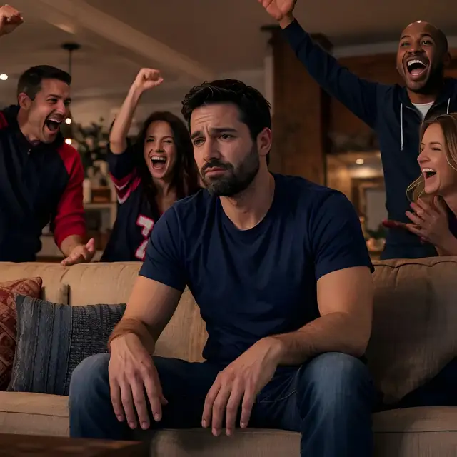 HuddleWatch spot: a fantasy manager buries his face in his hands while his friends celebrate. Don't let this be you.